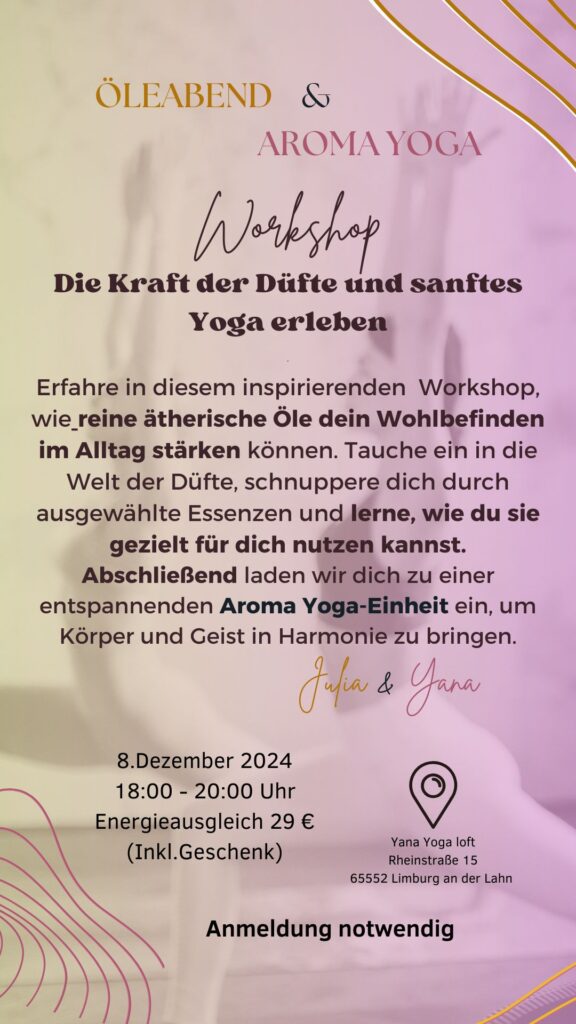 Öleabend & Aroma Yoga im Yoga Loft - 8 Dezember 2024